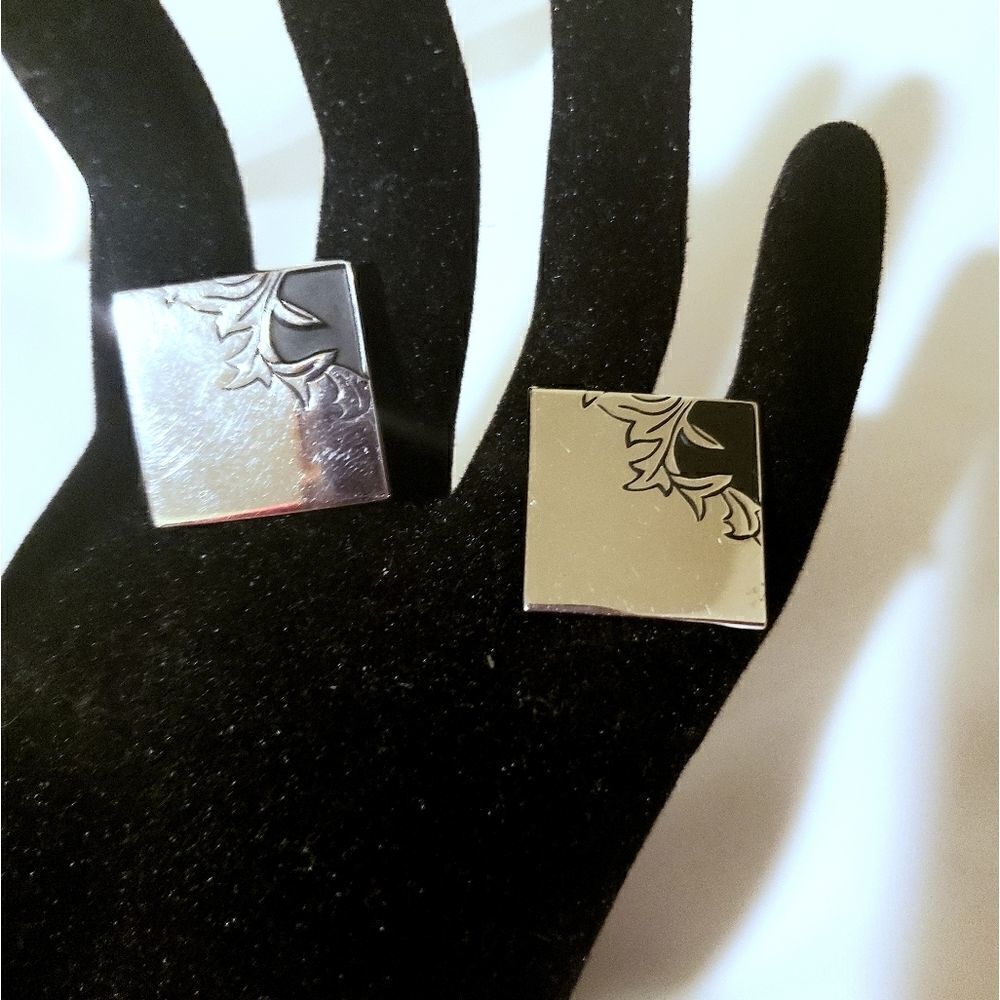 Swank | Vintage Silver & Floral Cuff Links